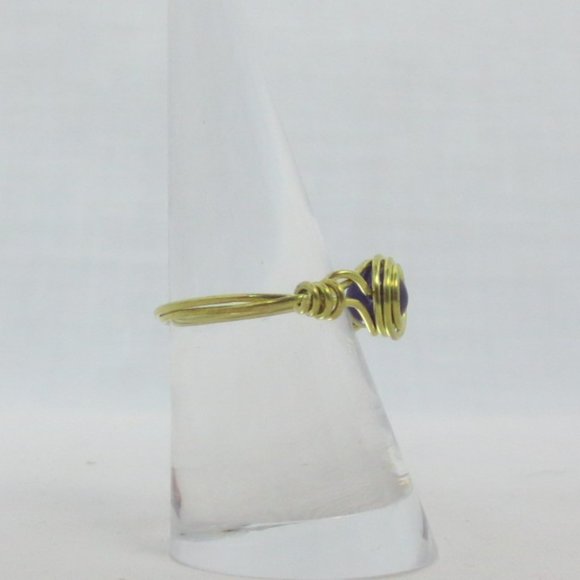 New Brass Wrapped Amethyst Hand Crafted Ring - Picture 4 of 9